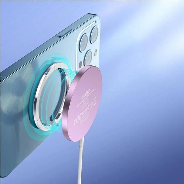 Choetech T518-PK 15W Magnetic Wireless Charger for all Qi Cell Phone & iPhones 12/13/14/15/16/17 (Pink)
