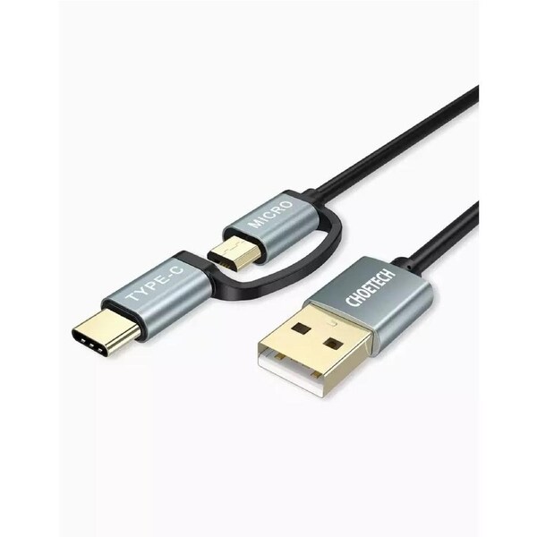 Choetech XAC-0012-102BK 2 in 1 USB Type C+Micro USB Cable 1.2m Charge & Sync for Samsung