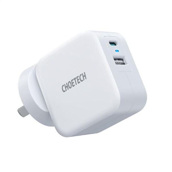 Choetech PD5002 38W Fast Charging Dual Ports AC Adapter - USB QC3.0 18W + PD 20W White