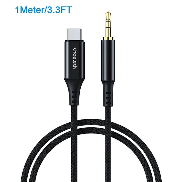 Choetech AUX006 USB-C to 3.5mm Audio Braided Cable Black 1M
