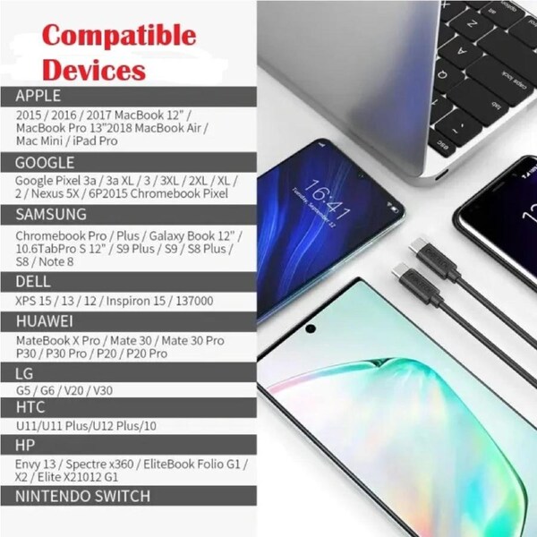 Choetech CC0003 USB-C to USB-C Cable USB3.1 Gen2 5V/3A 10 Gbps 2M Black