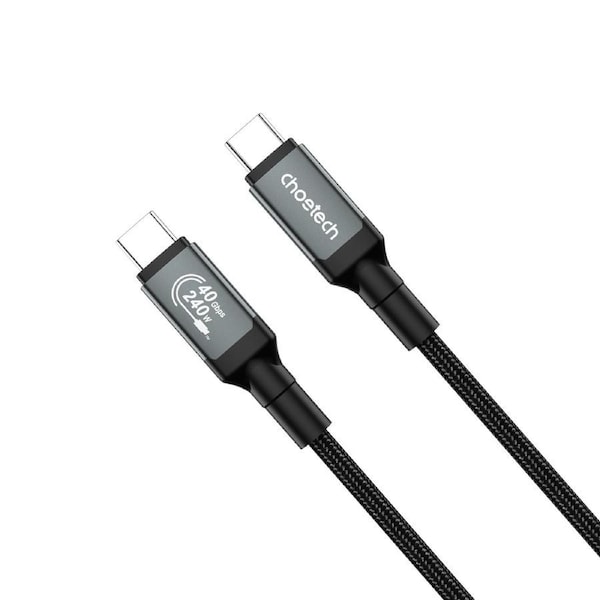Choetech XCC-1040 USB4.0 (40Gbps) 240W with Video & Audio support 8K @ 60hz Thunderbolt 3 USB-C to C Braided Cable 1.2M