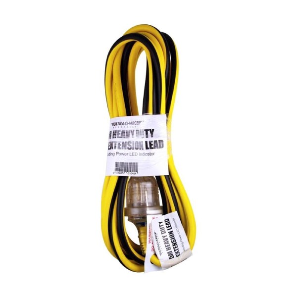 Ultracharge 5M 10A Extension Lead Heavy Duty High Visibility Yellow