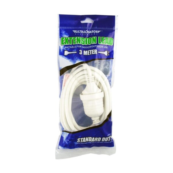 Ultracharge Extension Lead 3M 10A 250V Indoor Outdoor Power Cord Australia