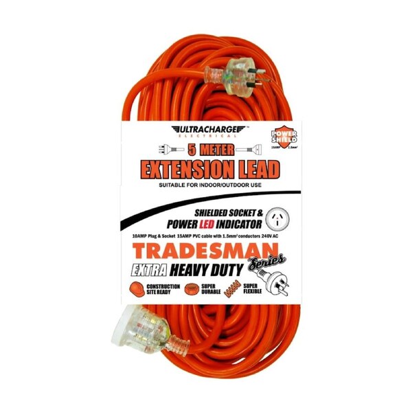 Ultracharge 5M 10A Extension Lead Extra Heavy Duty Cord Shielded Socket