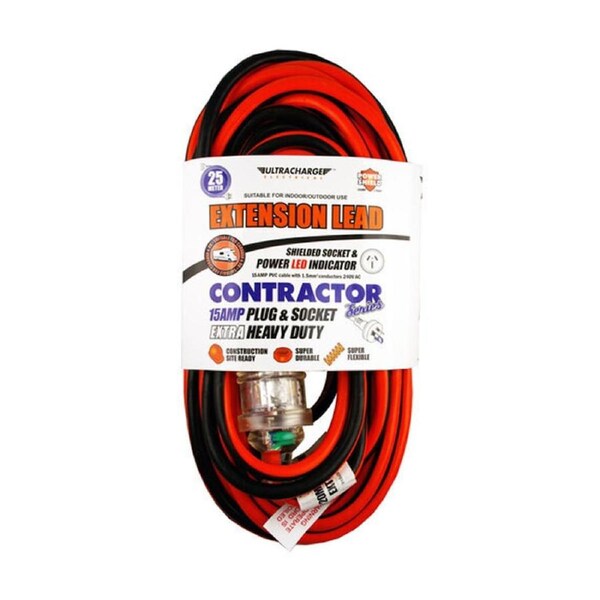 Ultracharge 25M 15A Extension Lead Contractor Caravan RV Heavy Duty