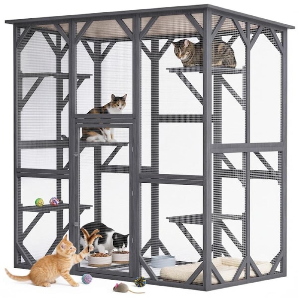 Advwin XXL Cat Cage Pet Cat Bird Shelter Condo Wooden Kitten Cage House