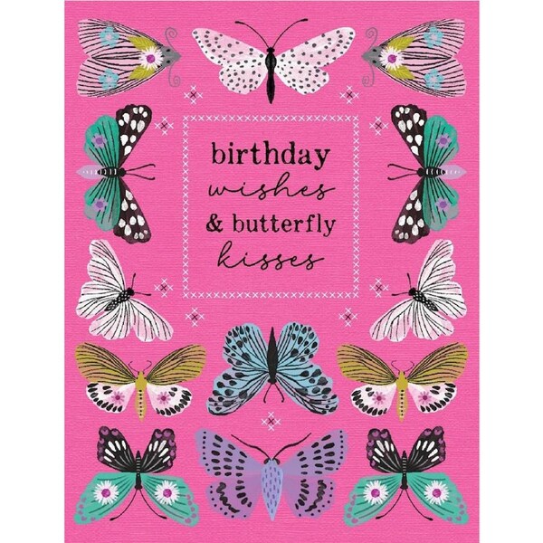 Debbie Edwards Birthday Wishes & Butterfly Kisses Mini Card 8x10cm