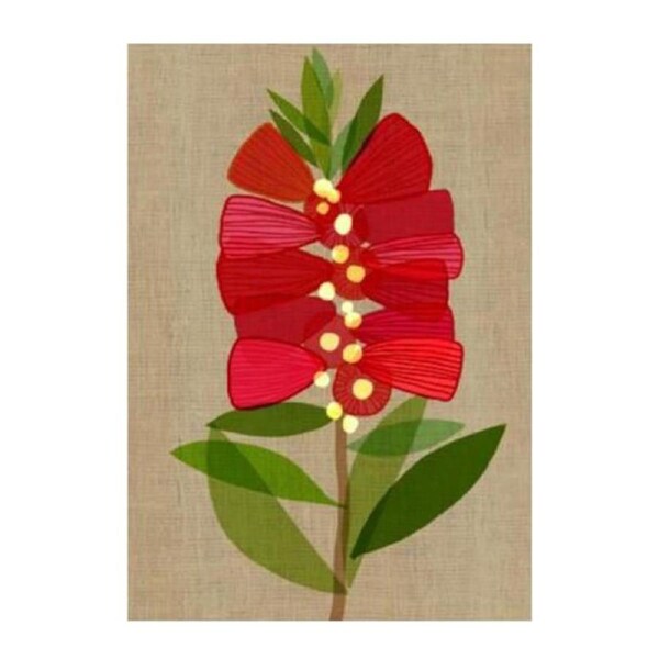 Gillian Mary Crimson Bottlebrush Design Mini Card 8x10cm Blank