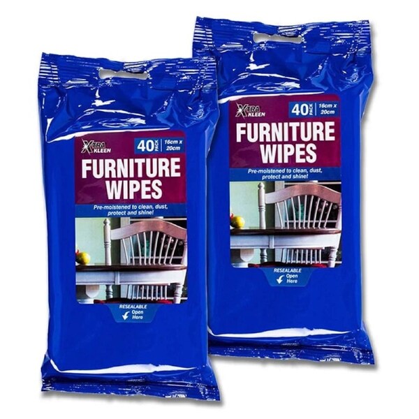 Deal365 2Pack 40pc Furniture Wipes For Sofa Shoes Car Seat Playground Lift Cleaning Wipes