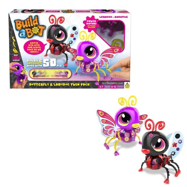 Build A Bot Butterfly and Ladybug Twin Pack Motorised Bug DIY Robotics Toy Ages 4