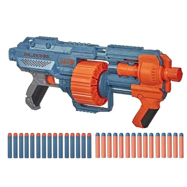Nerf Elite 2.0 Shockwave RD-15 Blaster Pump Action 30 Darts 15-Dart Drum 8+