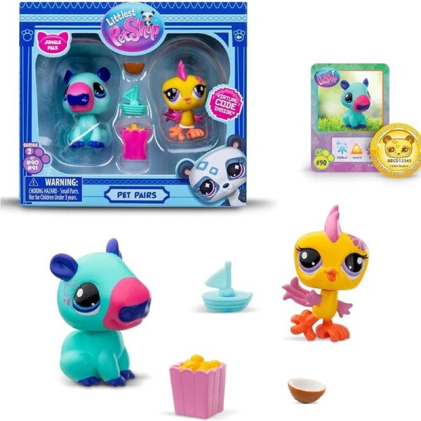 Littlest Pet Shop Pet Pairs Jungle Pals 2 Bobblin Pets With Accessories Set FunX