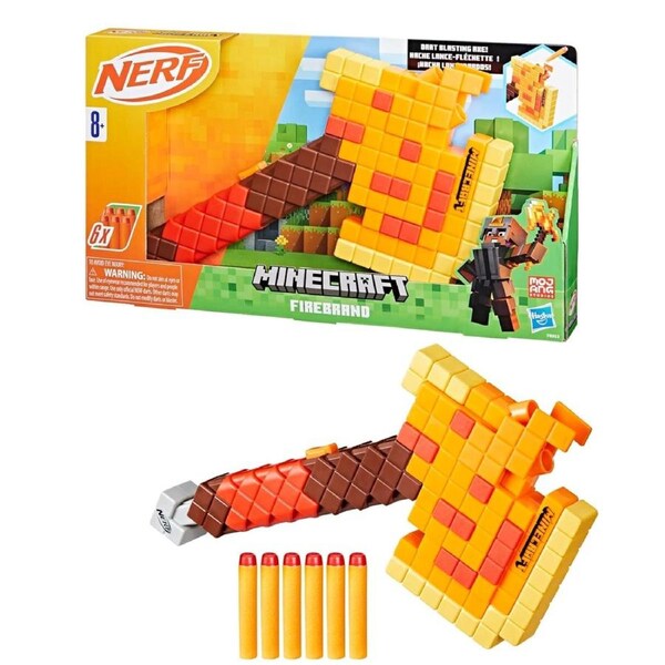 Nerf Minecraft Firebrand Axe Blaster 3 Dart Capacity Edge Ages 8 Plus Play Kids