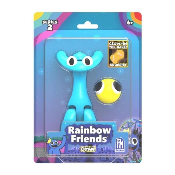 Rainbow Friends Series 2 Cyan Action Figure 5 Inch Glow Squishy Toy Ages 8 Plus