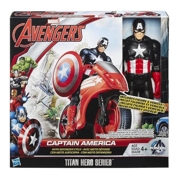 Avengers Titan Hero Series Captain America 12 Inch Figure Defender Cycle Play
