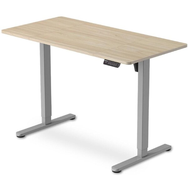 Fortia Sit To Stand Standing Desk 120x60cm, 72-118cm Electric Height Adjustable, Light Oak Style Desktop Silver Frame