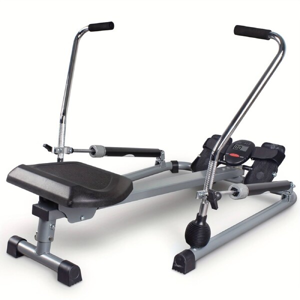 Foldable Rowing Machine With Lcd Monitor - Fitness Trainer(Grey)