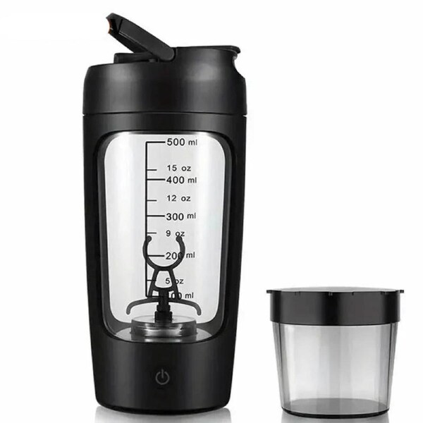 500ML Electric Shaker Bottle USB C Rechargeable Automatic Mixer Black