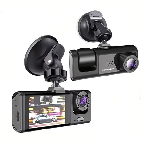 2 Channel 1080P HD Dash Cam Triple Lens Car DVR Black