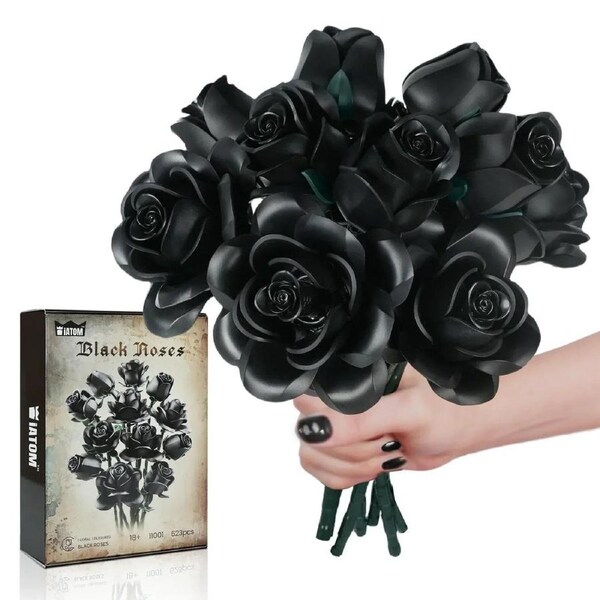 Black Rose Building Block Set Gothic Bouquet (12 PCS)