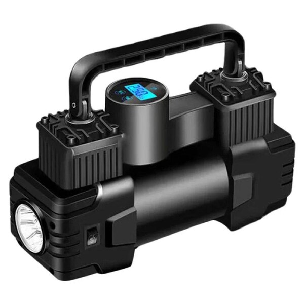 12V 150PSI Heavy-Duty Dual Cylinder Air Compressor Digital Tire Inflator Black