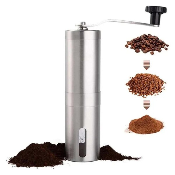 Manual Coffee Grinder Stainless Steel Hand Crank Conical Burr Grinder Silver
