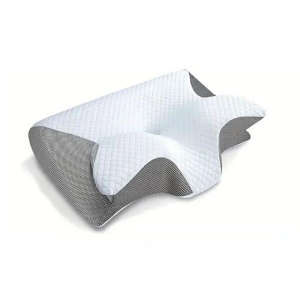 2-in-1 Ergonomic Memory Foam Cervical Pillow Orthopedic Neck Support Grey