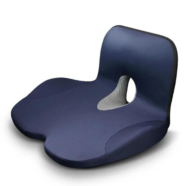 L-Shaped Memory Foam Seat Cushion Ergonomic Hip Lumbar Support Blue
