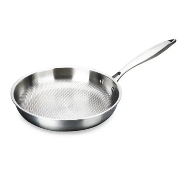 30cm 304 Stainless Steel Wok Frying Pan Nano Non-Stick Silver