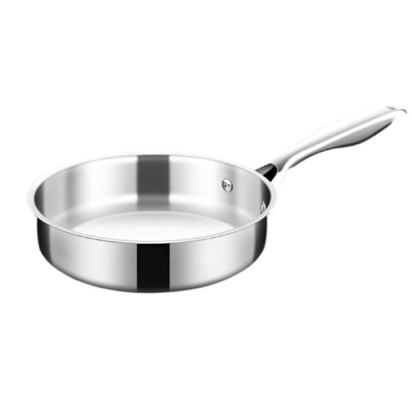 20cm Tri-Ply 304 Stainless Steel Frying Pan Uncoated Silver