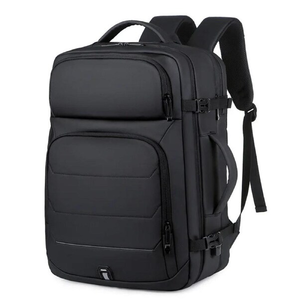 Expandable 17-Inch Laptop Backpack for Men 11 Pockets Black