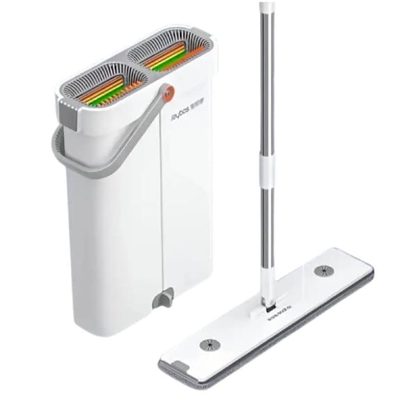 Flat Mop and Bucket Set with 3 Microfiber Pads