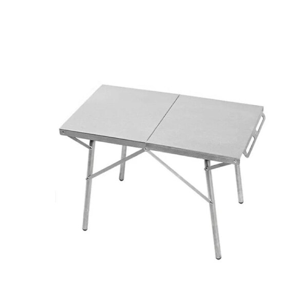 Folding Stainless Steel Camping Table Heat-Resistant Silver