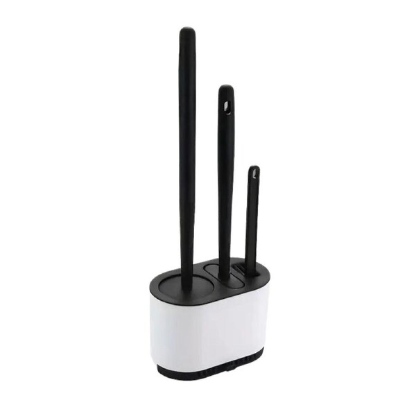 Toilet Brush with No-Slip Silicone Long Handle Set