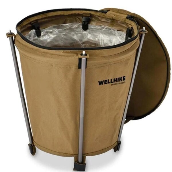 Collapsible 20L Outdoor Camping Trash Bin Waste Container Khaki