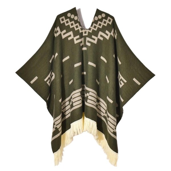 Men's Vintage Warm Tassel Poncho Shawl
