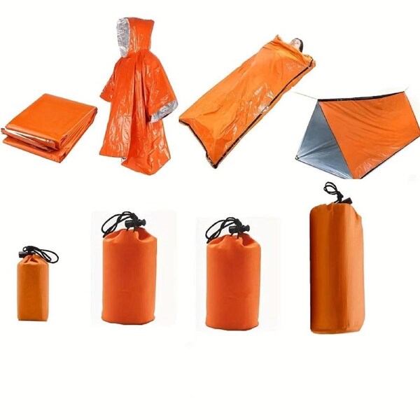 Outdoor Survival Camping Tent & Blanket Set (4 pcs)