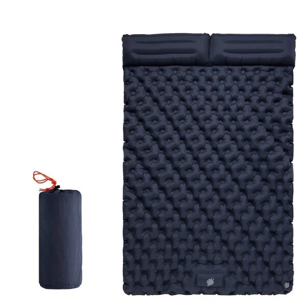 Inflatable Sleeping Pad Air Mattress with Built-in Pillow Pump Navy Blue