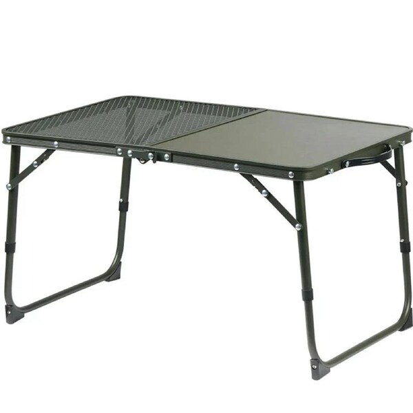 Adjustable Camping Table with Dual Surface Panels Green
