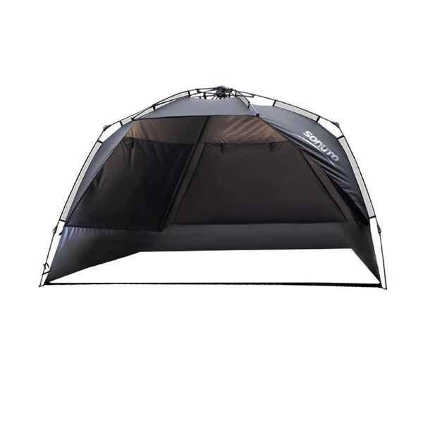 3–4 Person One-Touch Camping Tent Silver Coated Black