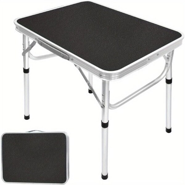 Adjustable Height Folding Table Portable Black