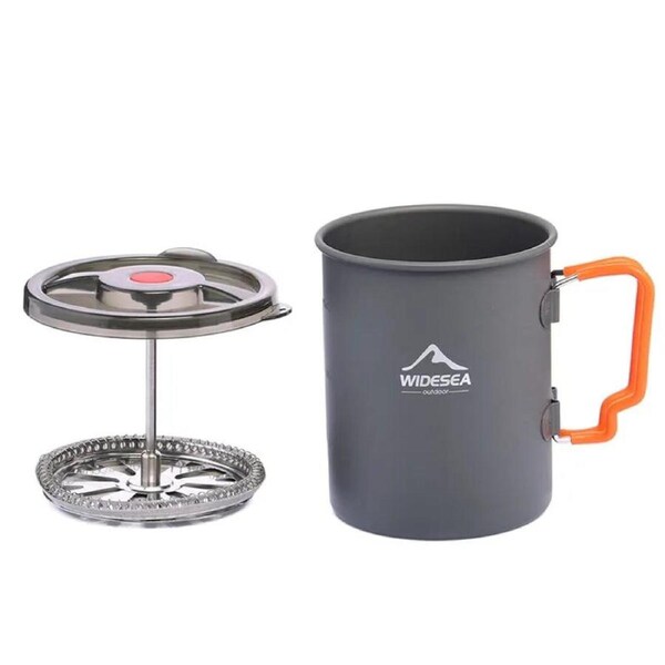 Camping Pot with French Press 750ml Grey