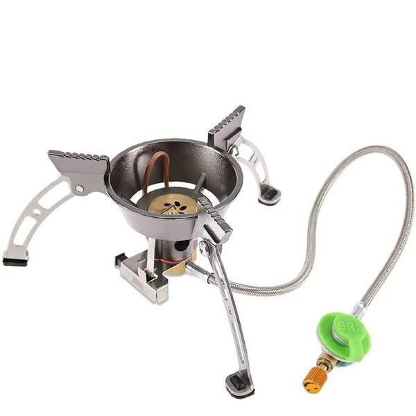 Windproof Camping Gas Stove with Piezo Ignition Grey