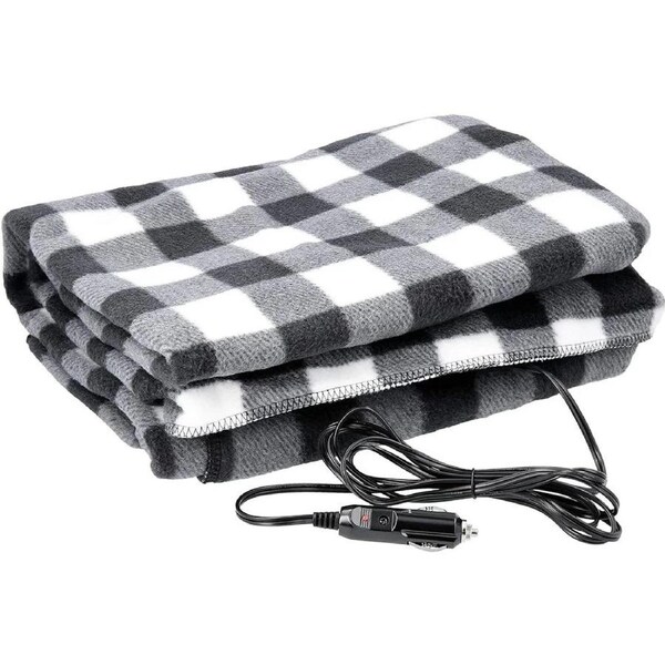 Premium Cozy Car Heating Blanket - 12V Heated Fleece Travel Throw