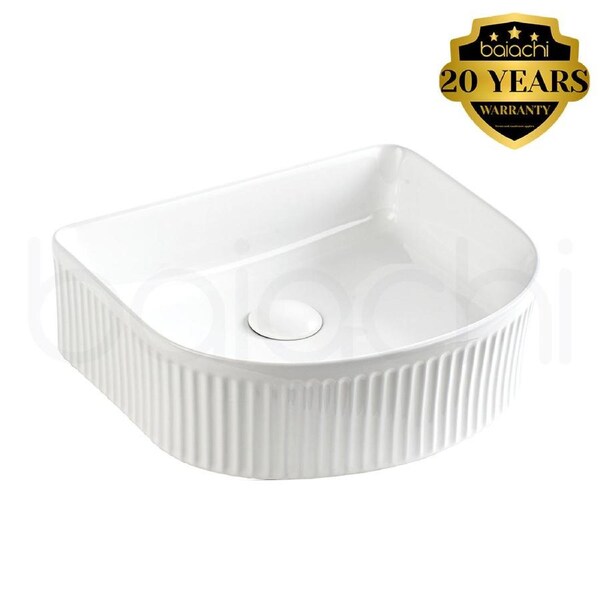 Baiachi 400x350mm Ceramic Above Counter Fluted Basin White