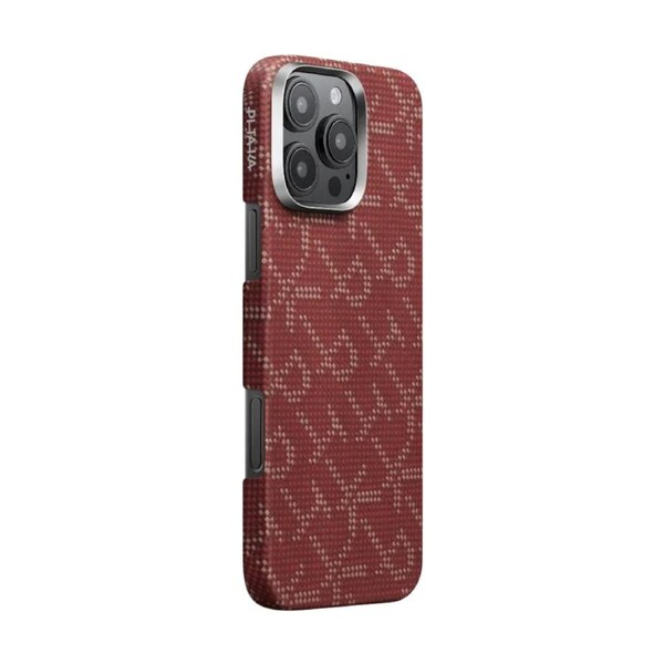 PITAKA Aramid Fibre Ultra-Slim Case for iPhone 16 Pro Monogram-Gold/Red