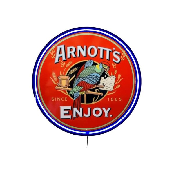 LARGE Arnott's Biscuits Bar Garage Wall Light Sign Blue Neon