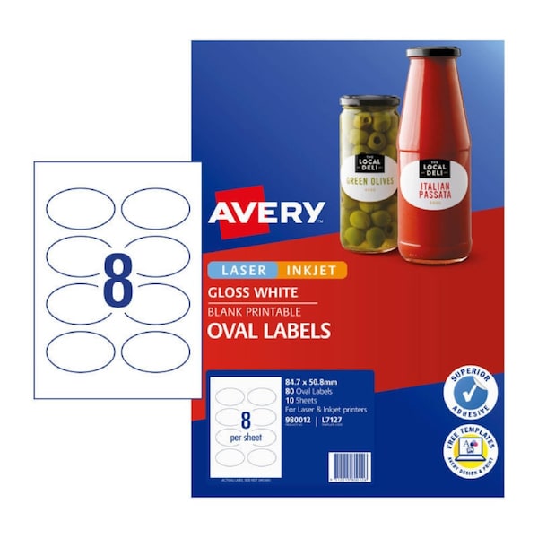 Avery Lbl Oval L7127 8Up Pk10