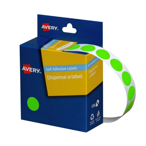 Avery Disp 14mm Green Roll700